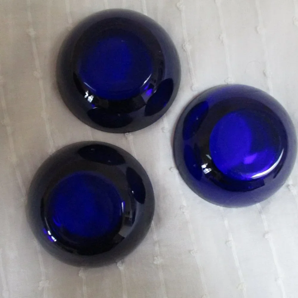 Vtg IKEA / 3 cobalt blue glass tealight holder